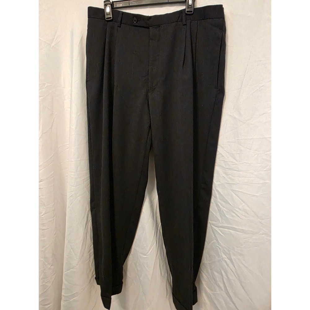Enrico Gelini Collezione Mens Black 100% Pure New Wool Pleated Dress Pants 36x29